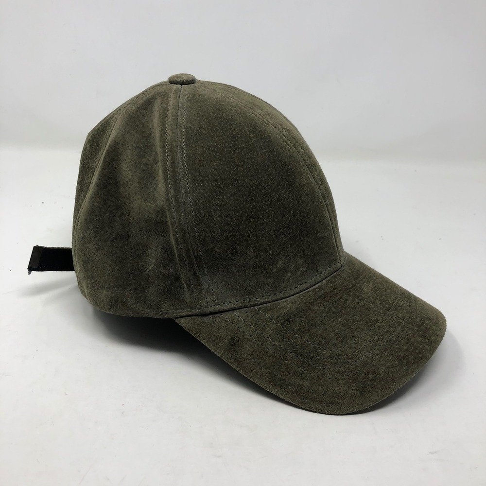 Olive & Pique Baseball Cap Green Suede Leather Made in USA